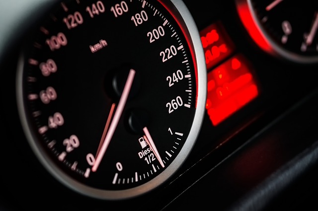 Car dashboard with speedometer and fuel gauge at JC Auto Repair OKC